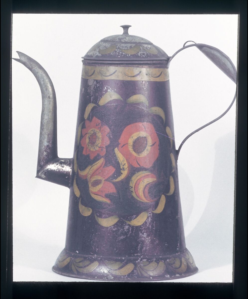 Coffeepot, Painted tin, American 