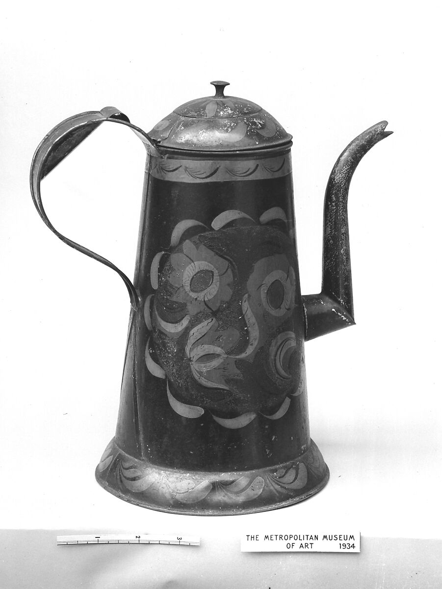 Coffeepot, Painted tin, American