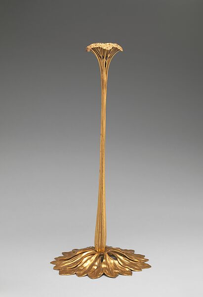 Saxifrage candlestick, Tiffany Studios (1902–32), Gilt bronze, American 