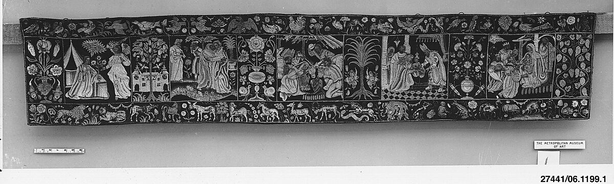 Border with scenes from the Life of Christ, Silk and wool on wool, Southern German 