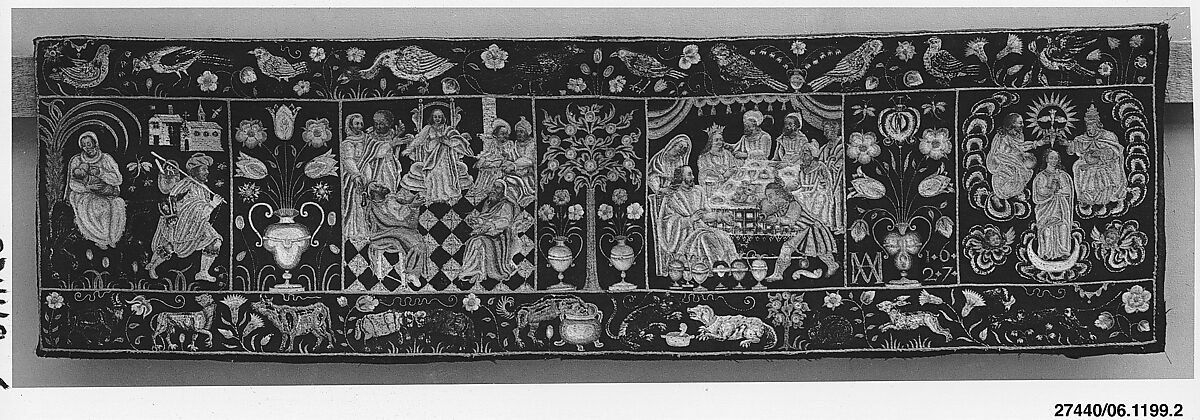 Border with scenes from the Life of Christ, Silk and wool on wool, Southern German 