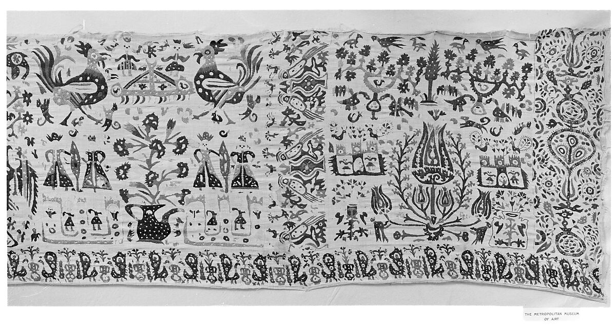 Part of a valance, Silk on cotton, Greek Islands, Ionian Islands