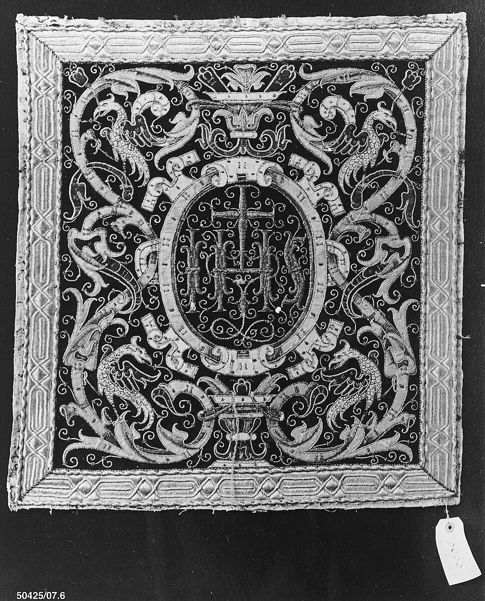 Apparel, Silk and metal thread on velvet, Italian 