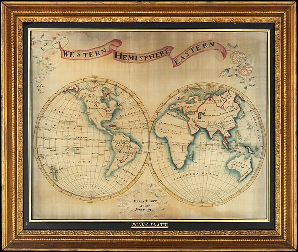 Map sampler made at Pleasent Valley Quaker Boarding School