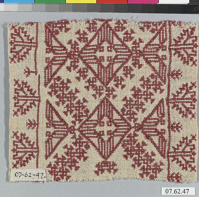 Fragment, Silk on linen, Italian or Greek 