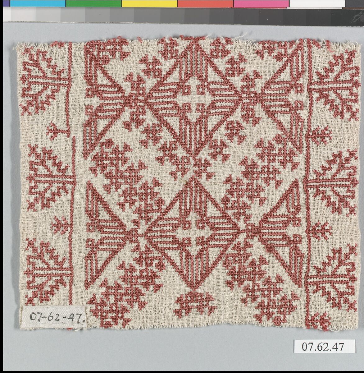 Fragment, Silk on linen, Italian or Greek