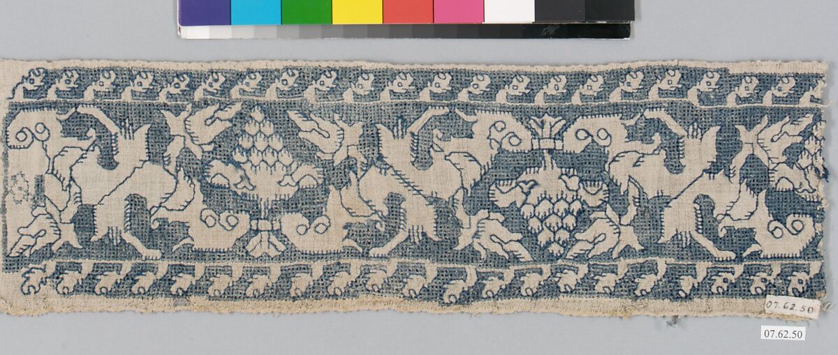 Border, Drawnwork, linen and silk, Italian or Greek