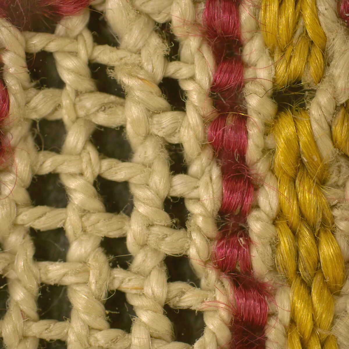 Band, Embroidered net, buratto, silk on linen, punto à rammendo, Italian