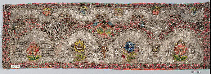 Fragment, Silk and metal thread on silk, possibly Italian 