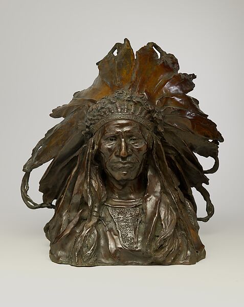 Chief Blackbird, the Ogalla Sioux, Adolph Alexander Weinman (American (born Germany), Karlsruhe 1870–1952 New York), Bronze, American 