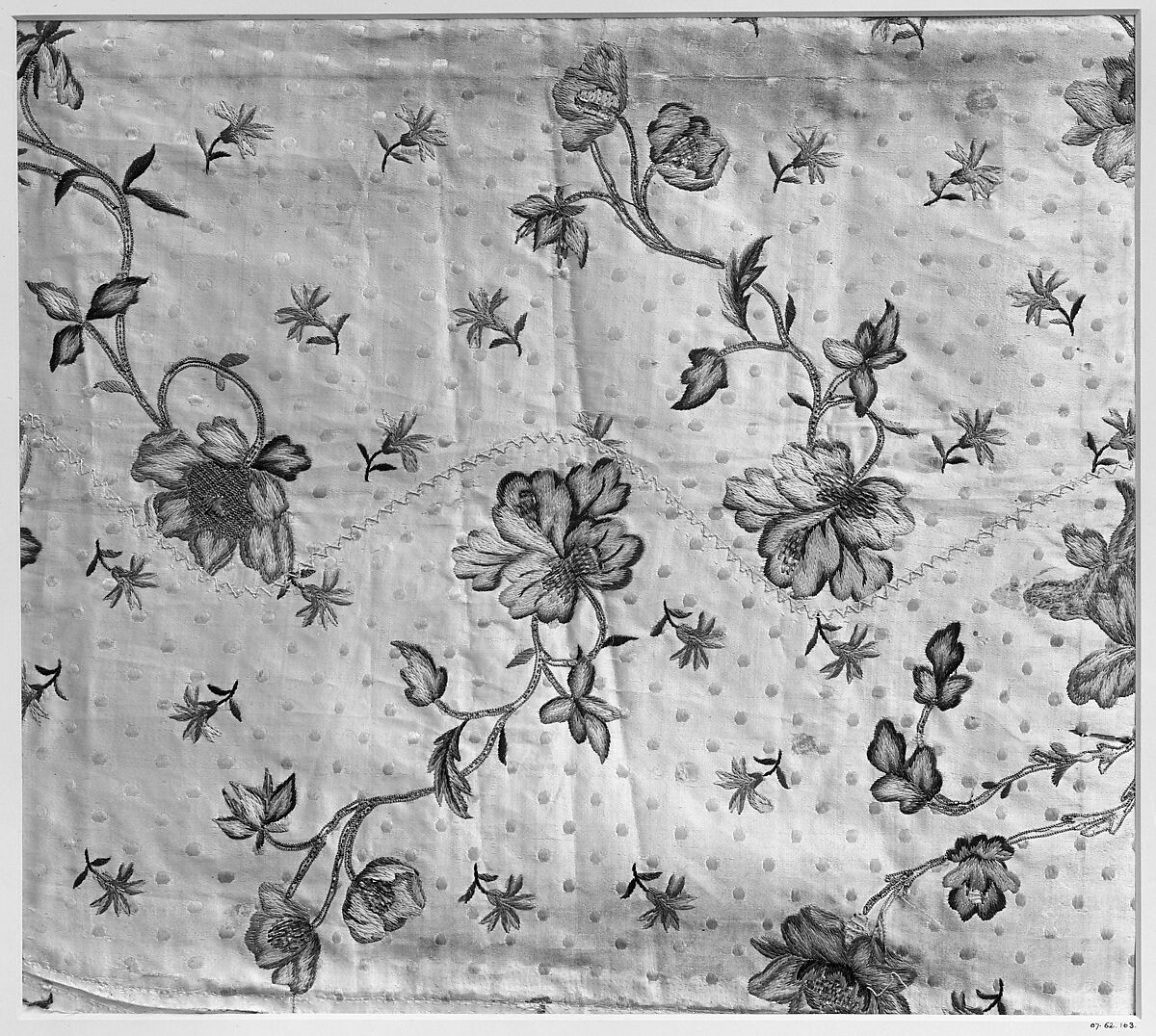 Embroidery, Silk and metal thread, possibly Spanish