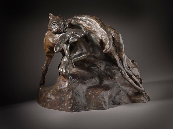 Puma and Deer, Arthur Putnam (American, Waveland, Mississippi 1873–1930 Ville d&#39;Avray), Bronze, American 