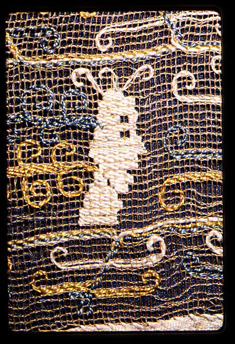 Fragment, Embroidered net, buratto, punto à rammendo, punto scrito, silk, Italian, Sicily