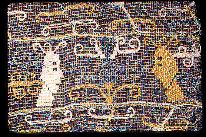 Fragment, Embroidered net, buratto, punto à rammendo, punto scrito, silk, Italian, Sicily