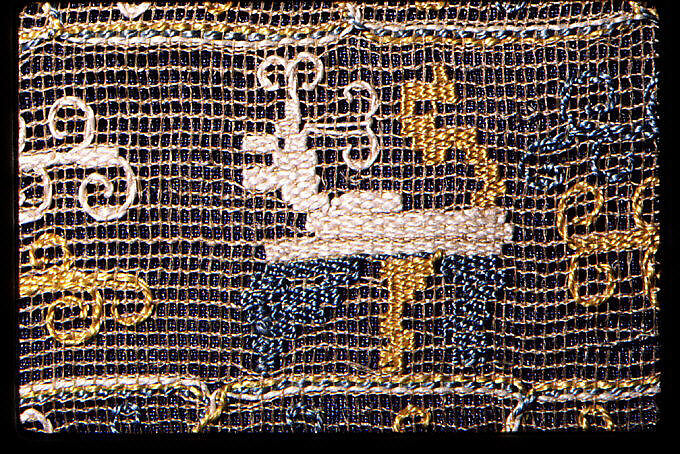 Fragment, Embroidered net, buratto, punto à rammendo, punto scrito, silk, Italian, Sicily