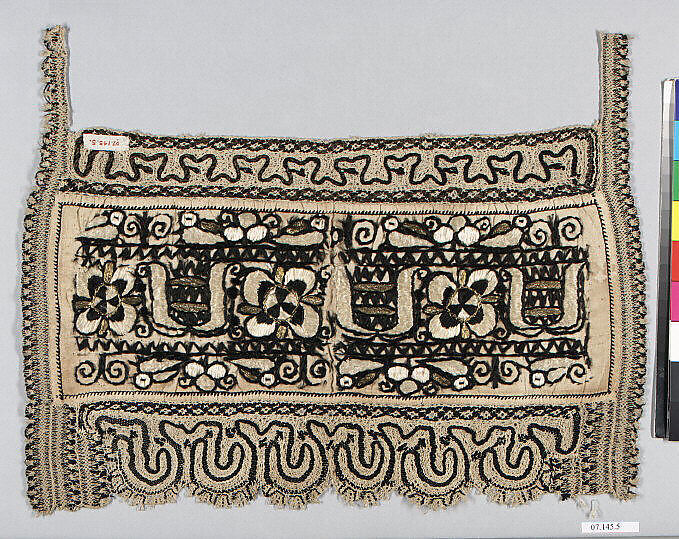 Cuff, Muslin and silk thread; bobbin lace, Northern Hungarian 