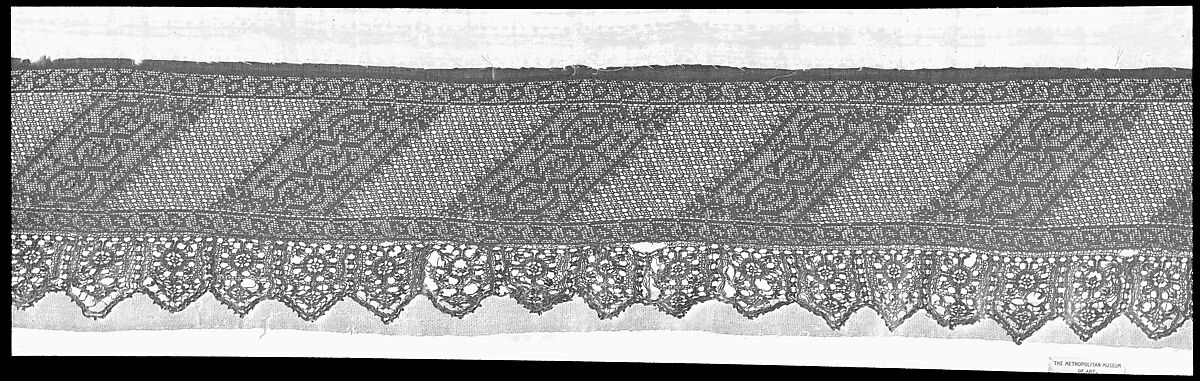 Border, Embroidered net, punto à rammendo, punto mandolino, Italian