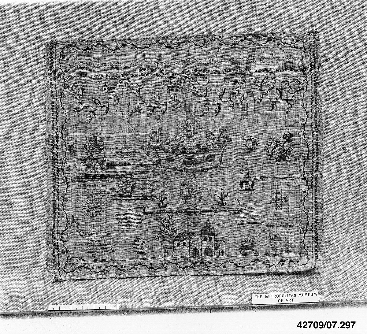 Sampler, Silk on linen, German 