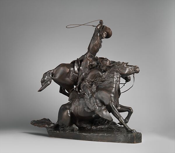 Lassoing Wild Horses, Solon Hannibal Borglum (American, Ogden, Utah 1868–1922 Stamford, Connecticut), Bronze, American 