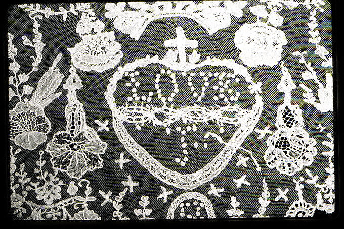 Piece, Cotton and linen, applied, British