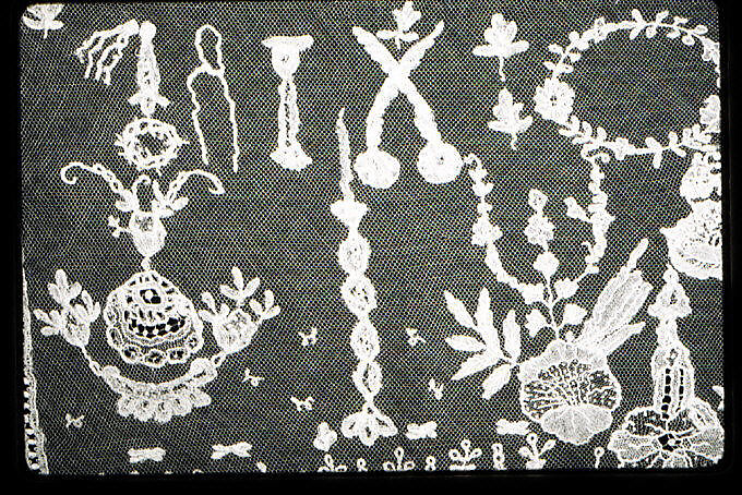 Piece, Cotton and linen, applied, British