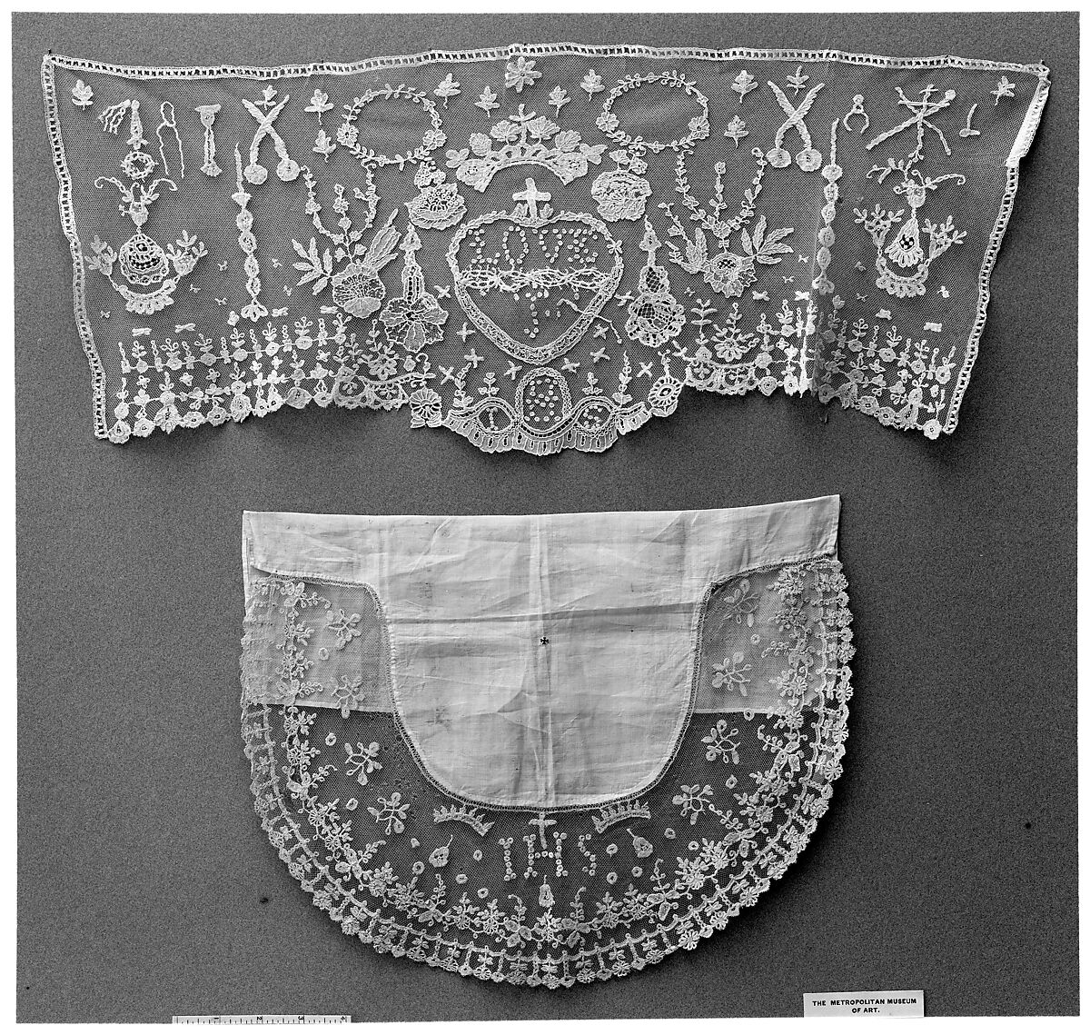Piece, Cotton and linen, applied, British