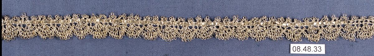 Fragment, Metal thread, bobbin lace, Italian