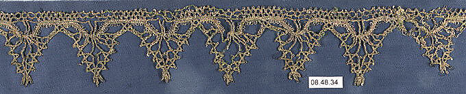 Fragment, Silk and metal thread, bobbin lace, Italian 