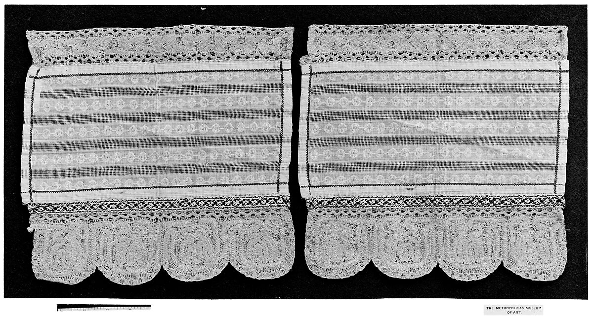 Detail from a cap, Muslin and silk thread; bobbin lace, Hungarian