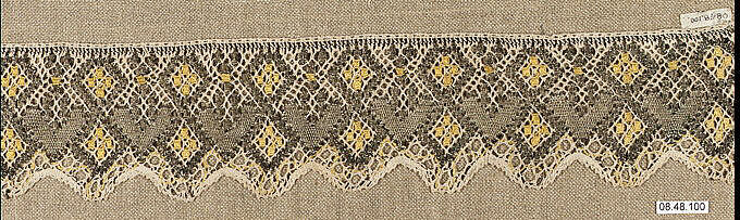 Edging, Cotton and metal thread, bobbin lace, Hungarian-Slovak 
