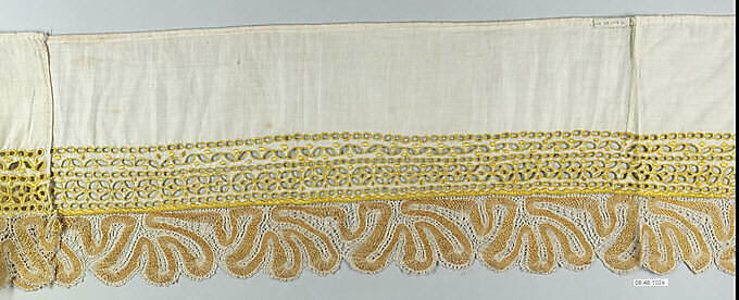 Pair of cuffs, Cotton, bobbin lace, Hungarian-Slovak 