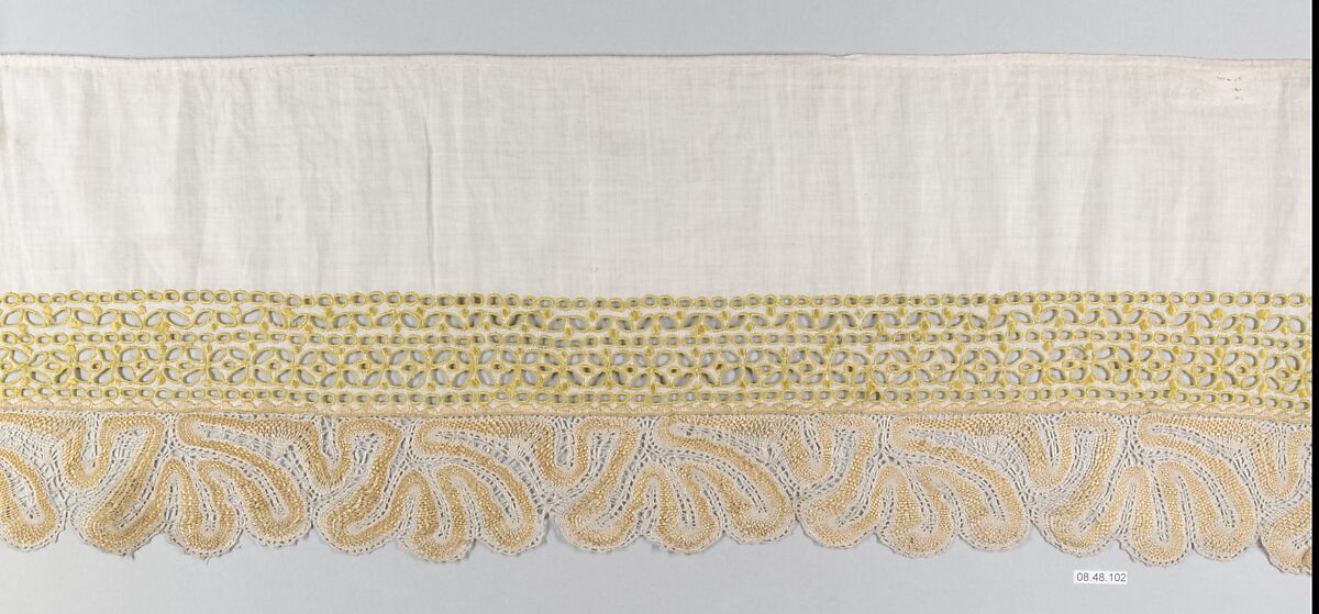 Pair of cuffs, Cotton, bobbin lace, Hungarian-Slovak