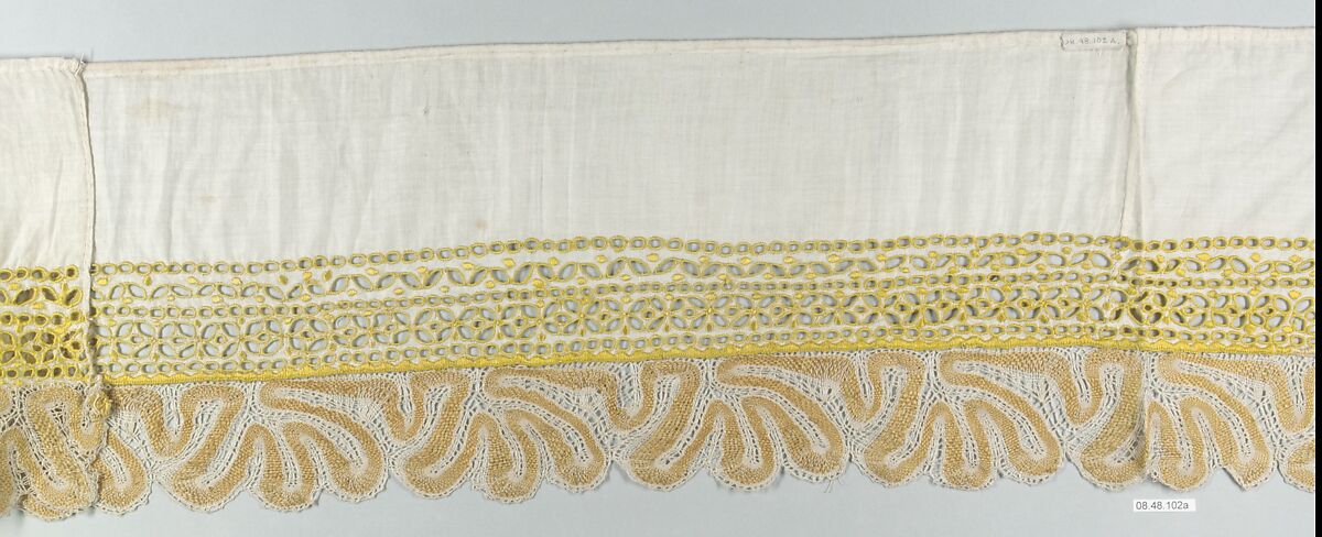 Pair of cuffs, Cotton, bobbin lace, Hungarian-Slovak