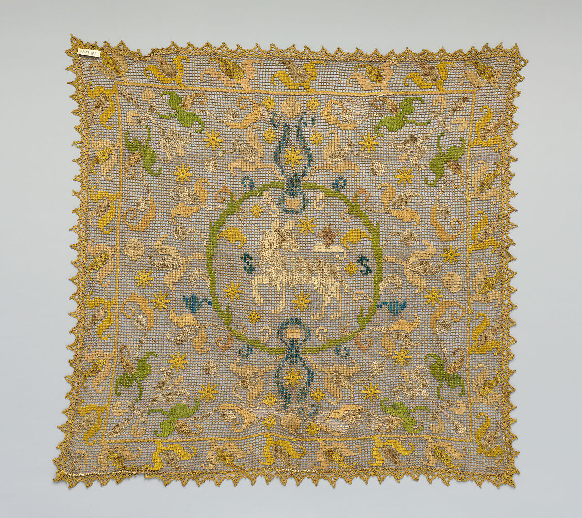 Chalice veil, Embroidered net, punto à rammendo, punto à tela, Italian