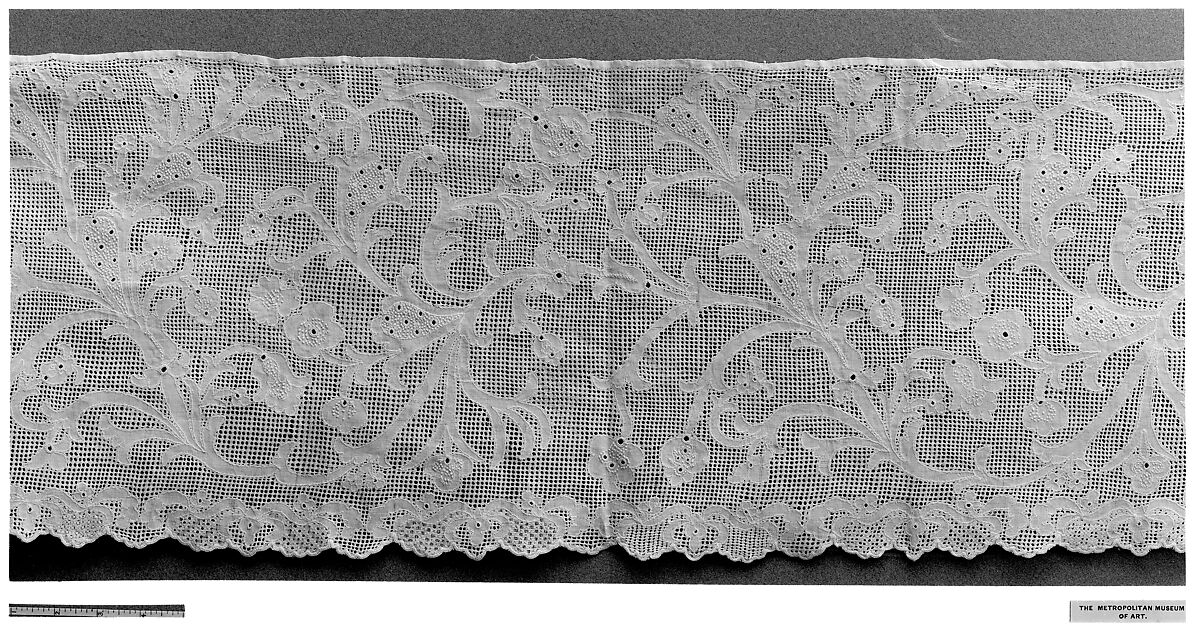 Flounce, Drawnwork, Italian