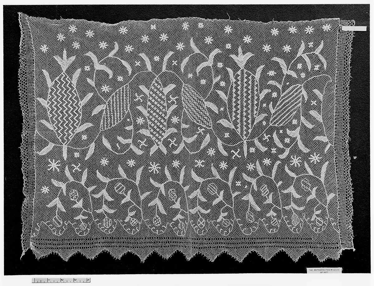 Fragment, Embroidered net, possibly Irish