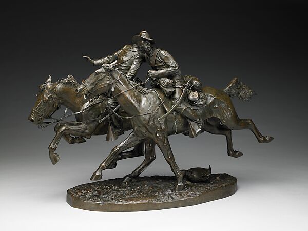 The Wounded Bunkie, Frederic Remington (American, Canton, New York 1861–1909 Ridgefield, Connecticut), Bronze, American 