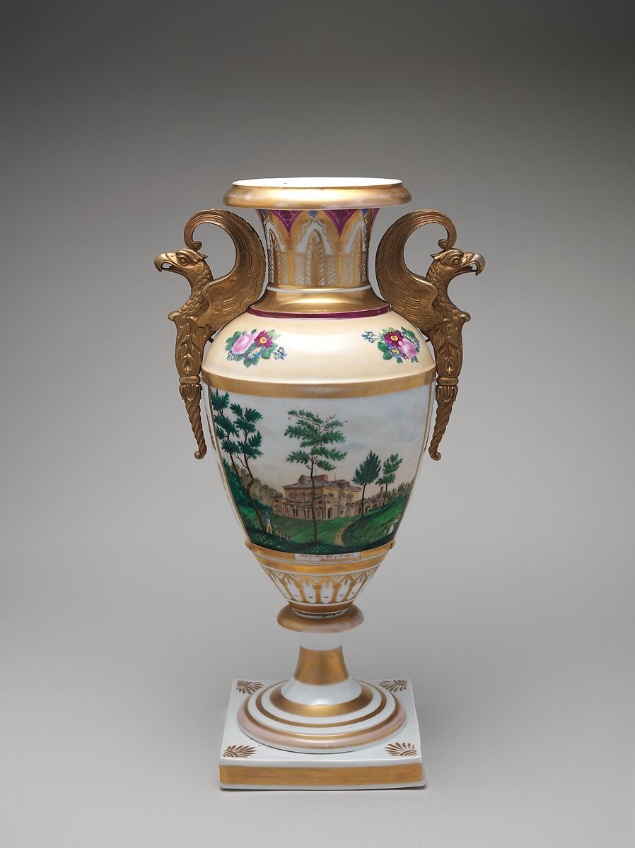 Vase, Tucker Factory (American, 1826–1838), Porcelain, brass, American