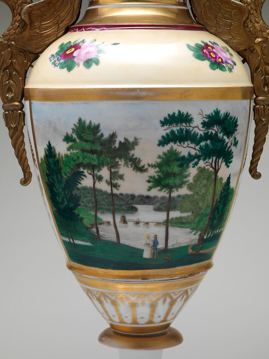 Vase, Tucker Factory (American, 1826–1838), Porcelain, brass, American