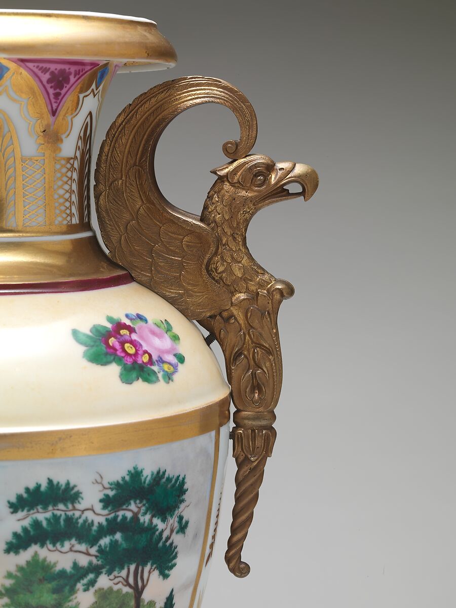 Vase, Tucker Factory (American, 1826–1838), Porcelain, brass, American