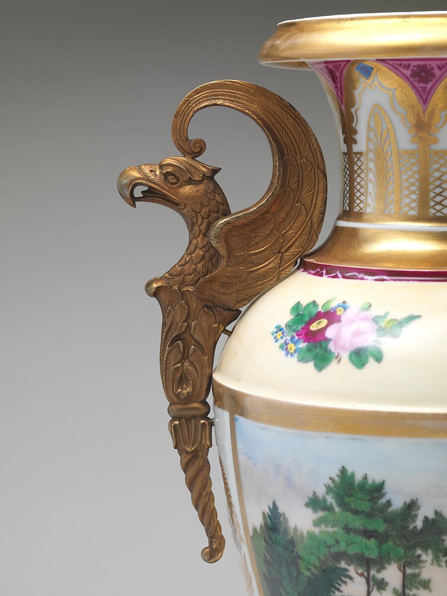 Vase, Tucker Factory (American, 1826–1838), Porcelain, brass, American