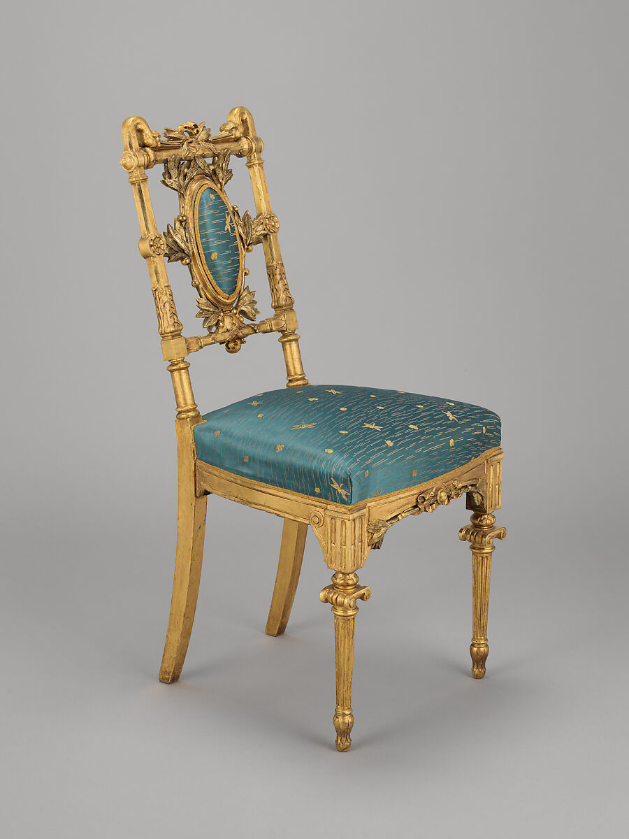 Side chair, Herter Brothers (German, active New York, 1864–1906), Gilded wood and reproduction upholstery, American