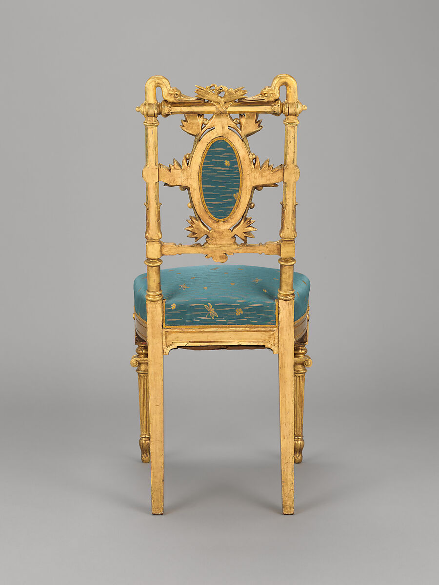 Side chair, Herter Brothers (German, active New York, 1864–1906), Gilded wood and reproduction upholstery, American