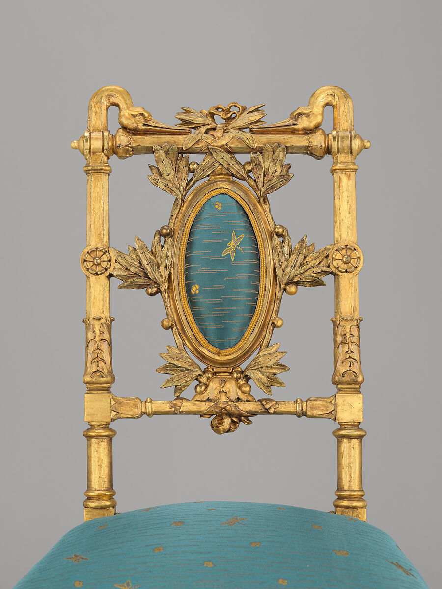 Side chair, Herter Brothers (German, active New York, 1864–1906), Gilded wood and reproduction upholstery, American