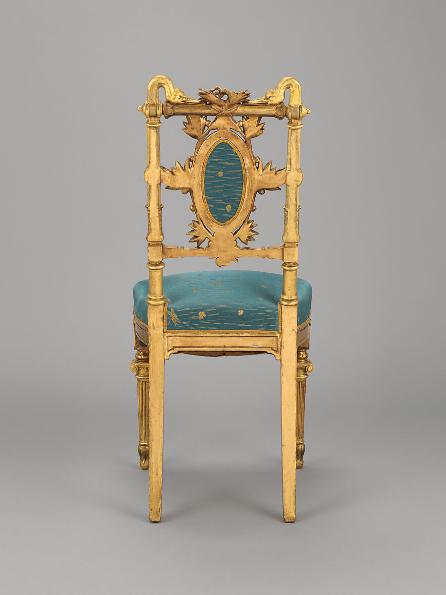 Side chair, Herter Brothers (German, active New York, 1864–1906), Gilded wood and reproduction upholstery, American