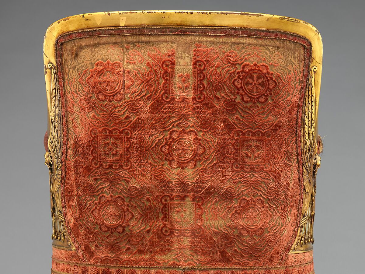 Armchair, Herter Brothers (German, active New York, 1864–1906), Gilded wood, mother-of-pearl, and original silk velvet upholstery, American