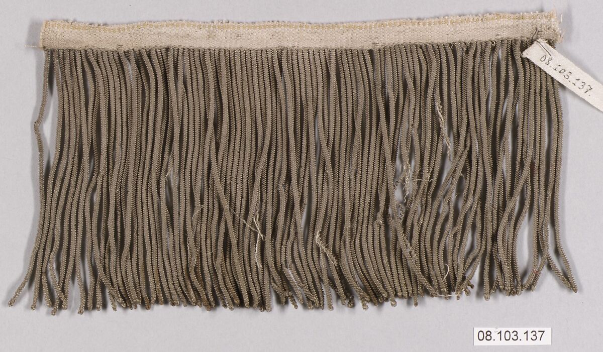 Fringe, Cotton and metal thread, probably European 