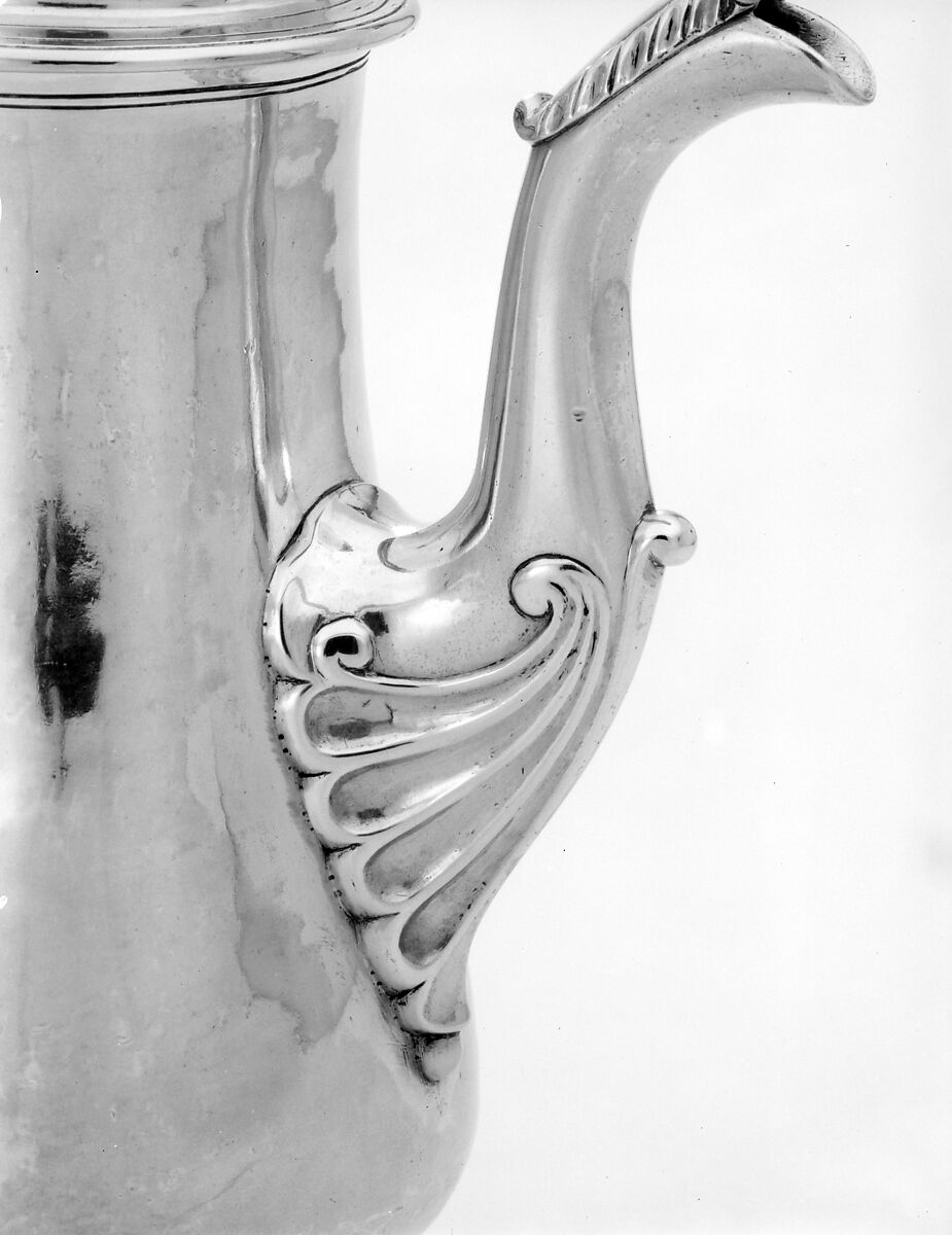 Coffeepot, Samuel Edwards (1705–1762), Silver, American