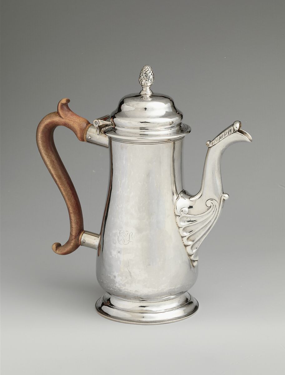 Coffeepot, Samuel Edwards (1705–1762), Silver, American 