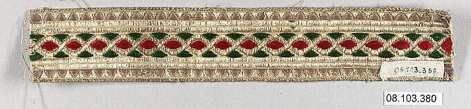 Galloon, Silk and metal thread, probably European 